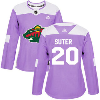 Women's Minnesota Wild #20 Ryan Suter Purple Authentic Fights Cancer Stitched NHL Jersey