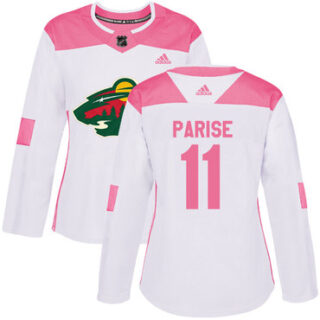 Women's Minnesota Wild #11 Zach Parise White Pink Authentic Fashion Stitched NHL Jersey