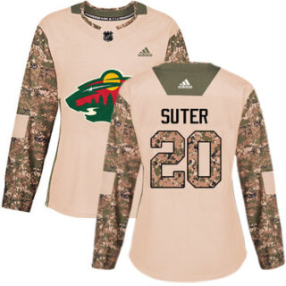 Women's Minnesota Wild #20 Ryan Suter Camo Authentic 2017 Veterans Day Stitched NHL Jersey