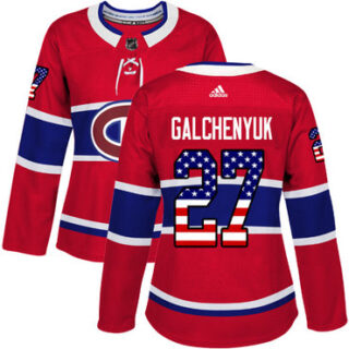 Women's Montreal Canadiens #27 Alex Galchenyuk Red Home Authentic USA Flag Stitched NHL Jersey