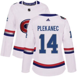 Women's Montreal Canadiens #14 Tomas Plekanec White Authentic 2017 100 Classic Stitched NHL Jersey
