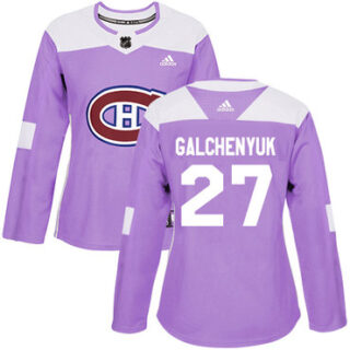 Women's Montreal Canadiens #27 Alex Galchenyuk Purple Authentic Fights Cancer Stitched NHL Jersey