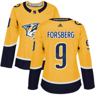 Women's Nashville Predators #9 Filip Forsberg Yellow Home Authentic Stitched NHL Jersey