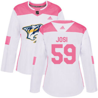 Women's Nashville Predators #59 Roman Josi White Pink Authentic Fashion Stitched NHL Jersey