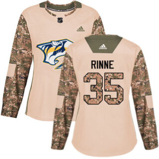 Women's Nashville Predators #35 Pekka Rinne Camo Authentic 2017 Veterans Day Stitched NHL Jersey