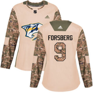 Women's Nashville Predators #9 Filip Forsberg Camo Authentic 2017 Veterans Day Stitched NHL Jersey