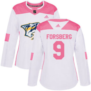 Women's Nashville Predators #9 Filip Forsberg White Pink Authentic Fashion Stitched NHL Jersey