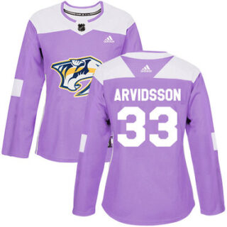 Women's Nashville Predators #33 Viktor Arvidsson Purple Authentic Fights Cancer Stitched NHL Jersey
