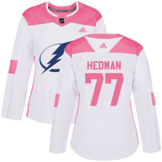 Women's Tampa Bay Lightning #77 Victor Hedman White Pink Authentic Fashion Stitched NHL Jersey