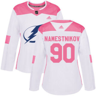 Women's Tampa Bay Lightning #90 Vladislav Namestnikov White Pink Authentic Fashion Stitched NHL Jersey