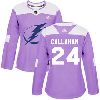 Women's Tampa Bay Lightning #24 Ryan Callahan Purple Authentic Fights Cancer Stitched NHL Jersey