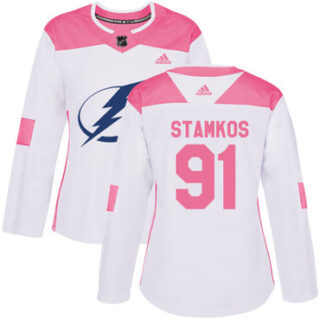 Women's Tampa Bay Lightning #91 Steven Stamkos White Pink Authentic Fashion Stitched NHL Jersey