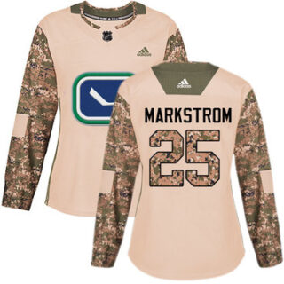 Women's Vancouver Canucks #25 Jacob Markstrom Camo Authentic 2017 Veterans Day Stitched NHL Jersey