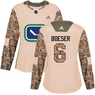 Women's Vancouver Canucks #6 Brock Boeser Camo Authentic 2017 Veterans Day Stitched NHL Jersey