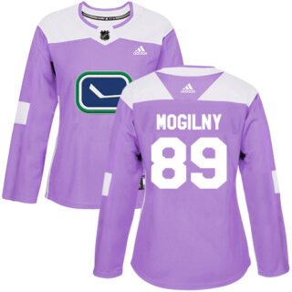 Women's Vancouver Canucks #89 Alexander Mogilny Purple Authentic Fights Cancer Stitched NHL Jersey