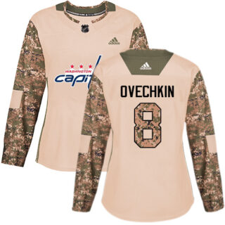 Women's Washington Capitals #8 Alex Ovechkin Camo Authentic 2017 Veterans Day Stitched NHL Jersey