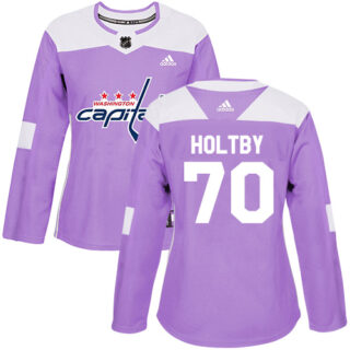 Women's Washington Capitals #70 Braden Holtby Purple Authentic Fights Cancer Stitched NHL Jersey