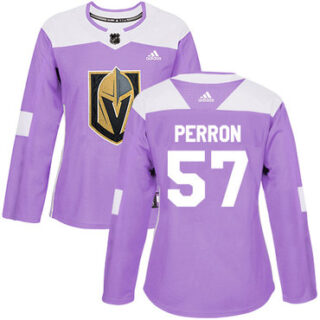 Women's Vegas Golden Knights #57 David Perron Purple Authentic Fights Cancer Stitched NHL Jersey
