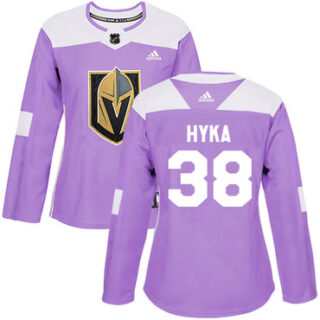 Women's Vegas Golden Knights #38 Tomas Hyka Purple Authentic Fights Cancer Stitched NHL Jersey