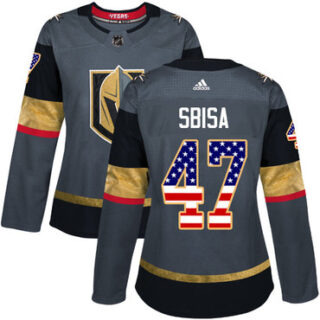 Women's Vegas Golden Knights #47 Luca Sbisa Grey Home Authentic USA Flag Stitched NHL Jersey
