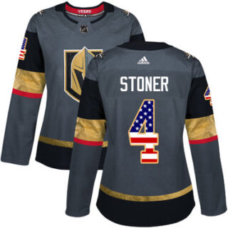 Women's Vegas Golden Knights #4 Clayton Stoner Grey Home Authentic USA Flag Stitched NHL Jersey