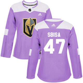 Women's Vegas Golden Knights #47 Luca Sbisa Purple Authentic Fights Cancer Stitched NHL Jersey