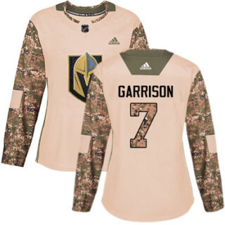 Women's Vegas Golden Knights #7 Jason Garrison Camo Authentic 2017 Veterans Day Stitched NHL Jersey