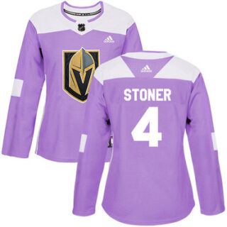 Women's Vegas Golden Knights #4 Clayton Stoner Purple Authentic Fights Cancer Stitched NHL Jersey