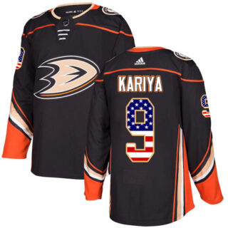 Youth Anaheim Ducks #9 Paul Kariya Black Home Authentic USA Flag Stitched NHL Jersey