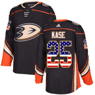 Youth Anaheim Ducks #25 Ondrej Kase Black Home Authentic USA Flag Stitched NHL Jersey