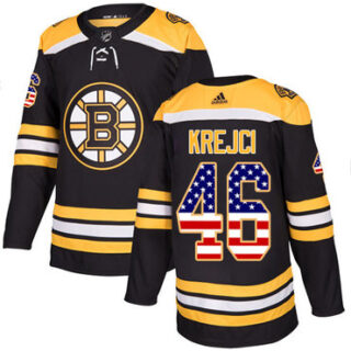 Youth Boston Bruins #46 David Krejci Black Home Authentic USA Flag Youth Stitched NHL Jersey