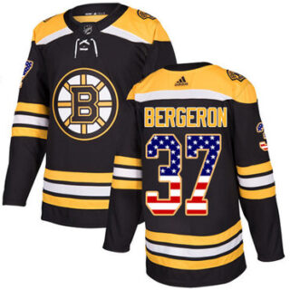 Youth Boston Bruins #37 Patrice Bergeron Black Home Authentic USA Flag Youth Stitched NHL Jersey
