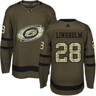 Youth Carolina Hurricanes #28 Elias Lindholm Green Salute to Service Stitched NHL Jersey