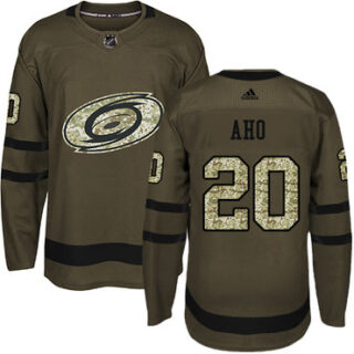 Youth Carolina Hurricanes #20 Sebastian Aho Green Salute to Service Stitched NHL Jersey
