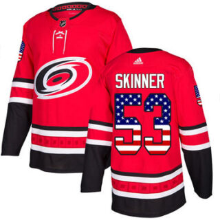 Youth Carolina Hurricanes #53 Jeff Skinner Red Home Authentic USA Flag Stitched NHL Jersey