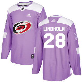 Youth Carolina Hurricanes #28 Elias Lindholm Purple Authentic Fights Cancer Stitched NHL Jersey