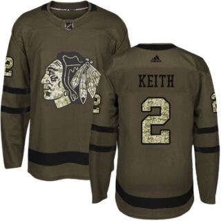 Youth Chicago Blackhawks #2 Duncan Keith Green Salute to Service Stitched NHL Jersey