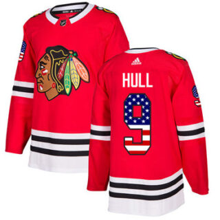 Youth Chicago Blackhawks #9 Bobby Hull Red Home Authentic USA Flag Stitched NHL Jersey