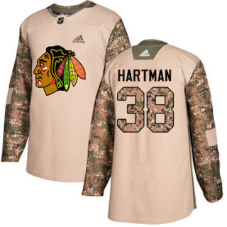 Youth Chicago Blackhawks #38 Ryan Hartman Camo Authentic 2017 Veterans Day Stitched NHL Jersey