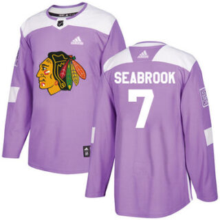 Youth Chicago Blackhawks #7 Brent Seabrook Purple Authentic Fights Cancer Stitched NHL Jersey