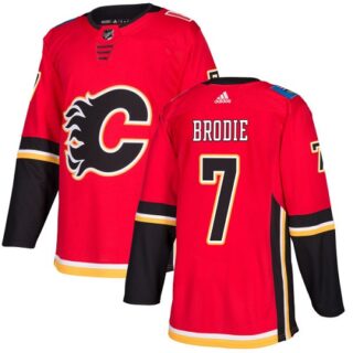 Youth Calgary Flames #7 TJ Brodie Red Home Authentic Stitched NHL Jersey