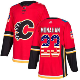 Youth Calgary Flames #23 Sean Monahan Red Home Authentic USA Flag Stitched NHL Jersey