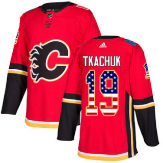 Youth Calgary Flames #19 Matthew Tkachuk Red Home Authentic USA Flag Stitched NHL Jersey