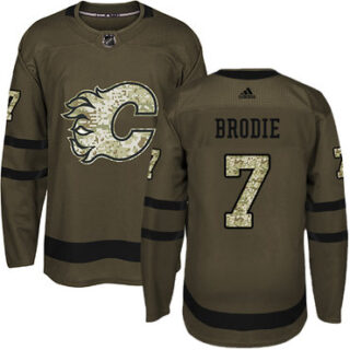 Youth Calgary Flames #7 TJ Brodie Green Salute to Service Stitched NHL Jersey