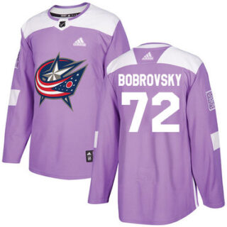 Youth Columbus Blue Jackets #72 Sergei Bobrovsky Purple Authentic Fights Cancer Stitched NHL Jersey