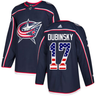 Youth Columbus Blue Jackets #17 Brandon Dubinsky Navy Blue Home Authentic USA Flag Stitched NHL Jersey