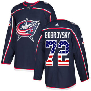 Youth Columbus Blue Jackets #72 Sergei Bobrovsky Navy Blue Home Authentic USA Flag Stitched NHL Jersey