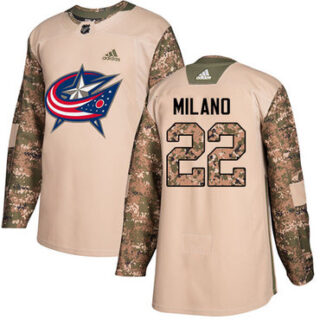 Youth Columbus Blue Jackets #22 Sonny Milano Camo Authentic 2017 Veterans Day Stitched NHL Jersey