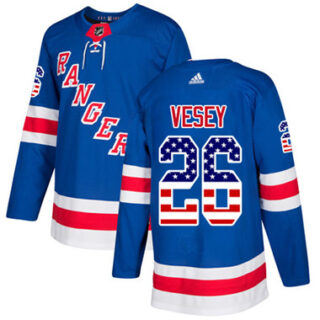 Youth Detroit Rangers #26 Jimmy Vesey Royal Blue Home Authentic USA Flag Stitched NHL Jersey