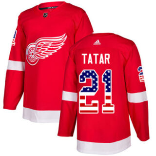 Youth Detroit Red Wings #21 Tomas Tatar Red Home Authentic USA Flag Stitched NHL Jersey